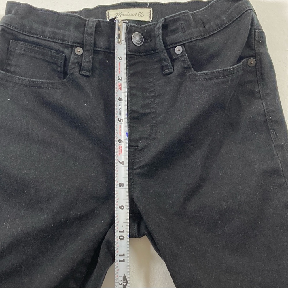 Madewell Demin Pants 9 inch High Rise Skinny Jeans Womens Size 26 Black Ripped - Picture 6 of 16